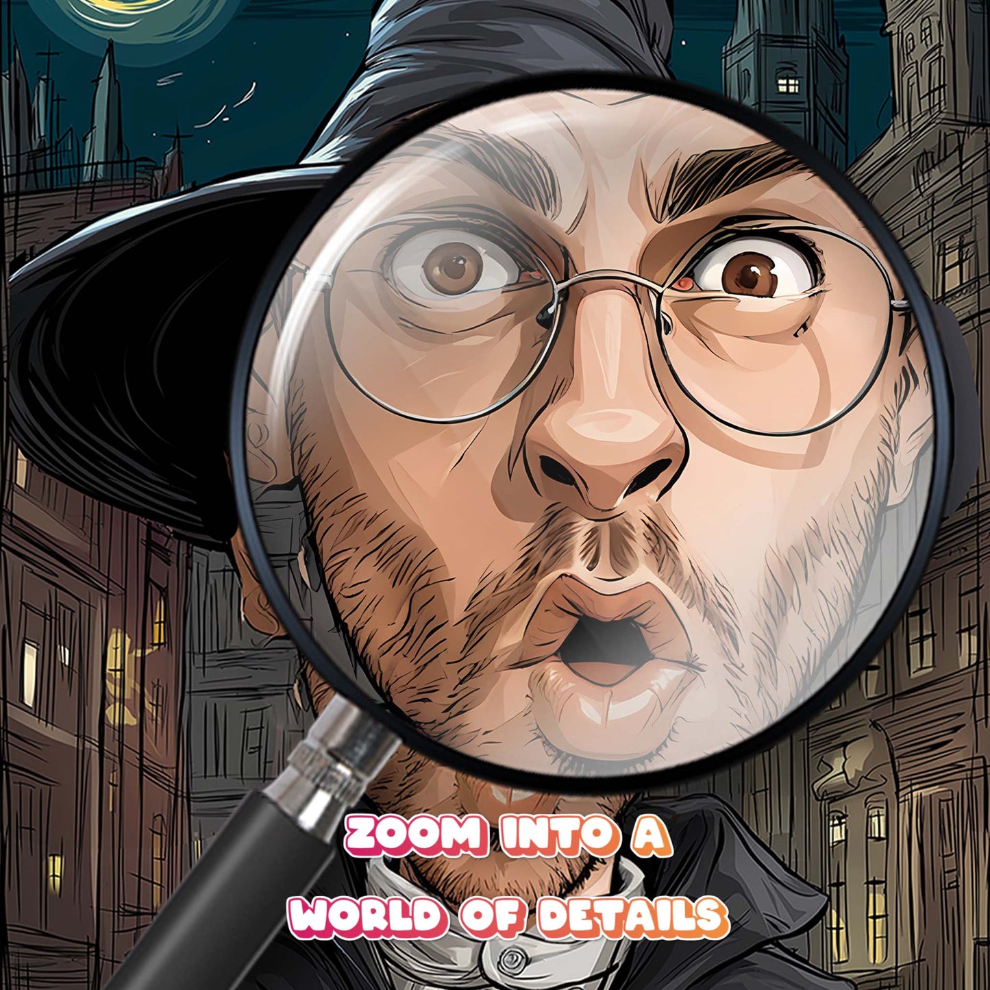Custom portrait art of surprised man in cartoon style, perfect humorous wall gift for him