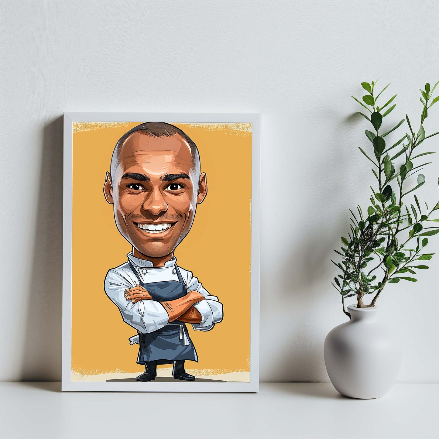 Hand-drawn custom chef caricature portrait from photo, perfect personalized kitchen gift
