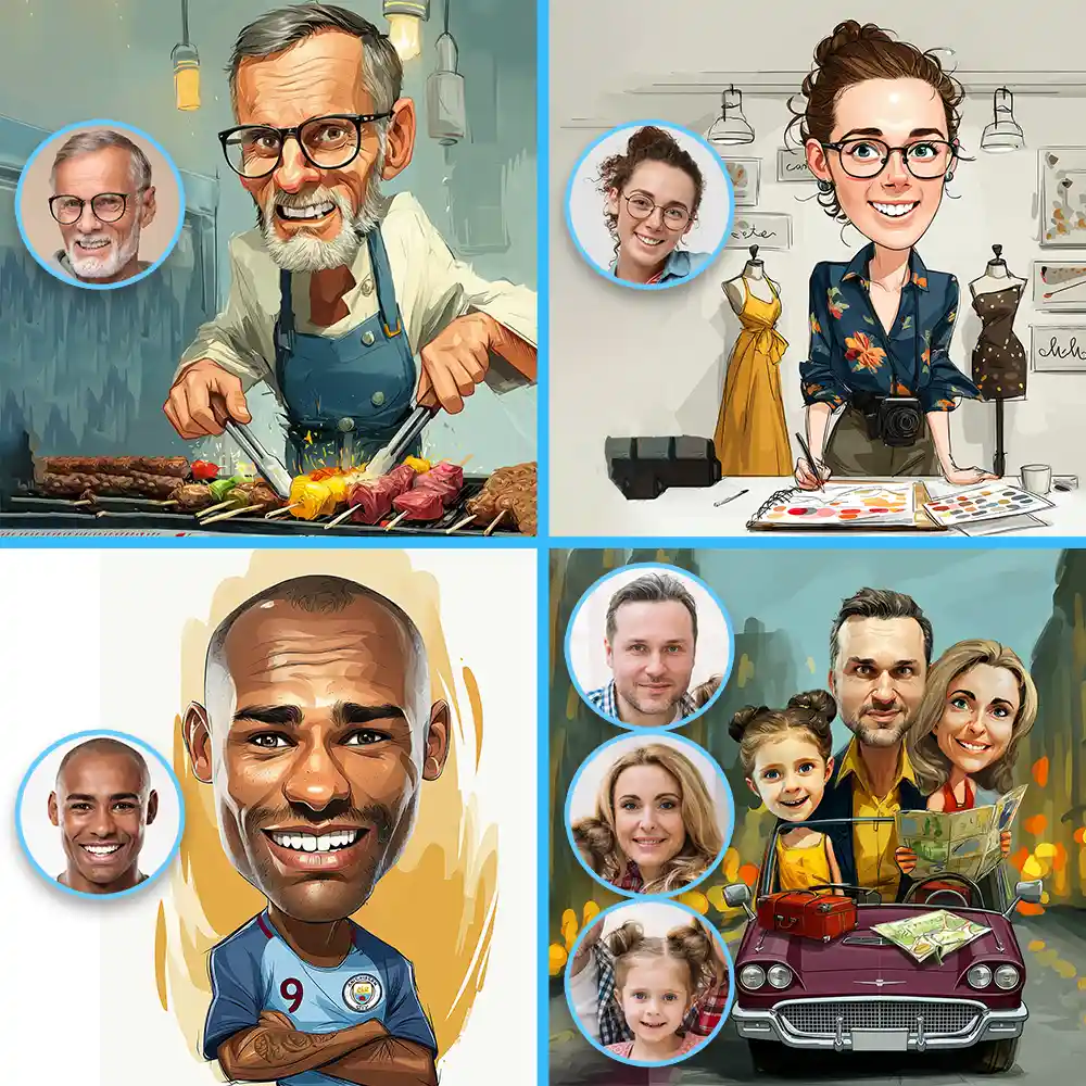 Custom Caricature Cartoon Portrait from Your Photo