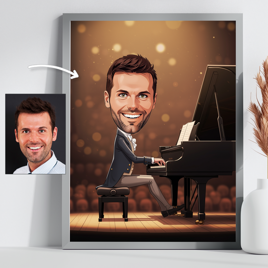 Custom Classical Pianist Caricature Portrait