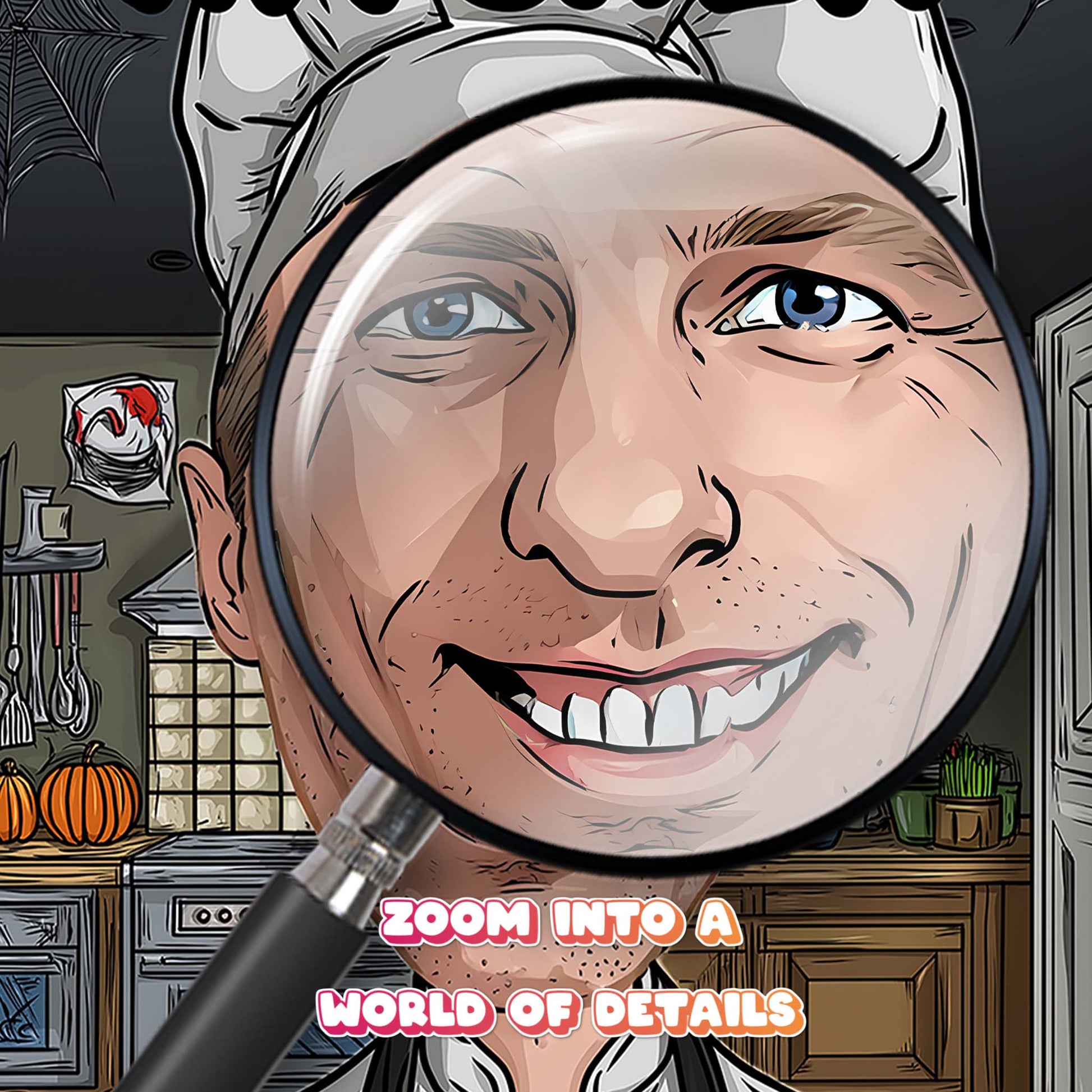 Personalized chef caricature poster, funny kitchen wall art gift for cooking lovers