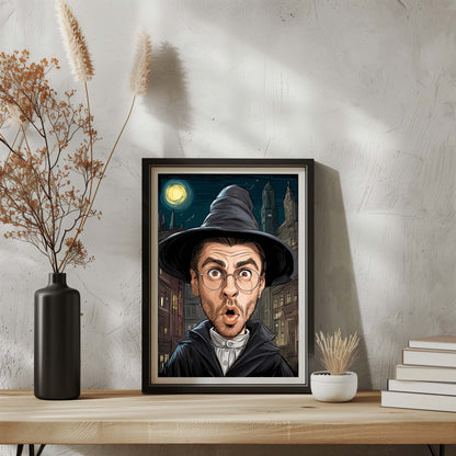 Custom portrait art of surprised man in cartoon style, perfect humorous wall gift for him