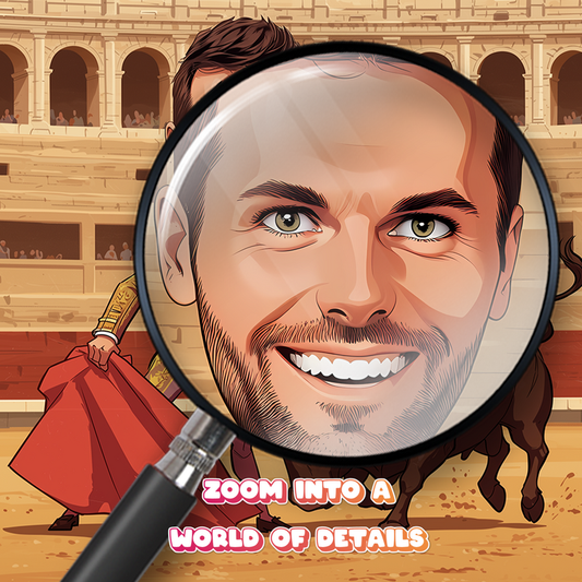 Custom Bullfighter Caricature Portrait Gift